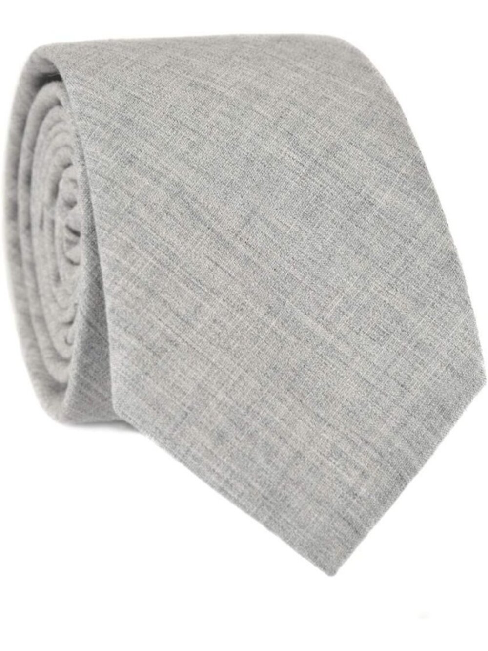 Men's Silver Grey Heather Cotton Linen Textured Formal Slim Necktie For Business